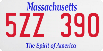 MA license plate 5ZZ390