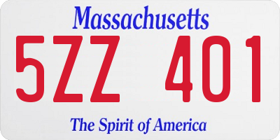 MA license plate 5ZZ401