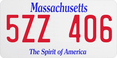 MA license plate 5ZZ406
