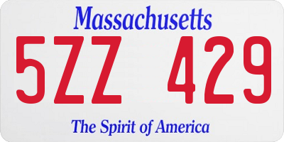 MA license plate 5ZZ429