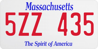 MA license plate 5ZZ435