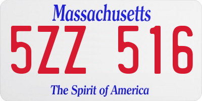 MA license plate 5ZZ516
