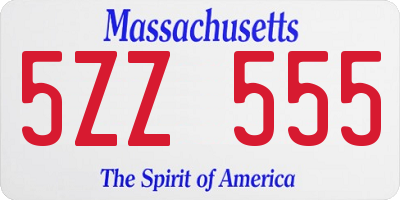 MA license plate 5ZZ555