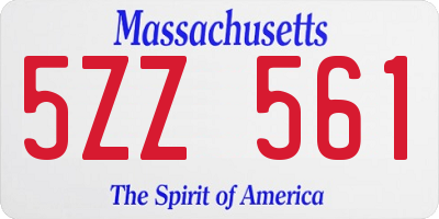 MA license plate 5ZZ561