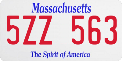 MA license plate 5ZZ563