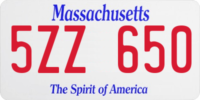 MA license plate 5ZZ650