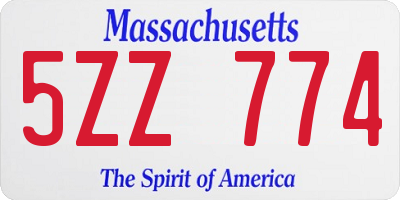 MA license plate 5ZZ774