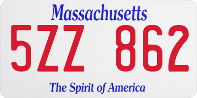 MA license plate 5ZZ862