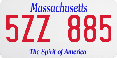 MA license plate 5ZZ885