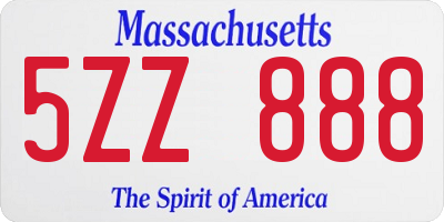 MA license plate 5ZZ888