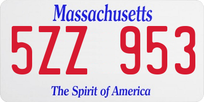 MA license plate 5ZZ953
