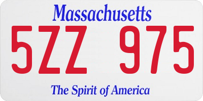 MA license plate 5ZZ975