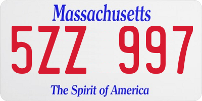 MA license plate 5ZZ997
