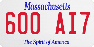 MA license plate 600AI7