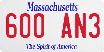 MA license plate 600AN3