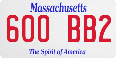 MA license plate 600BB2
