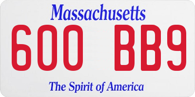MA license plate 600BB9