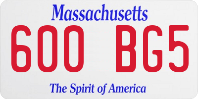 MA license plate 600BG5