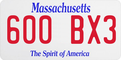 MA license plate 600BX3