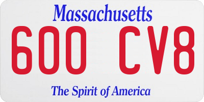 MA license plate 600CV8