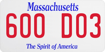 MA license plate 600DO3