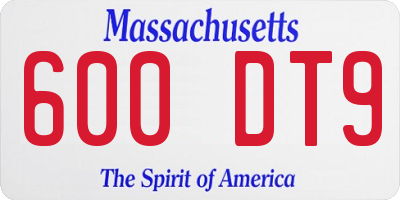 MA license plate 600DT9