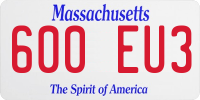 MA license plate 600EU3
