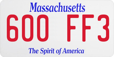 MA license plate 600FF3