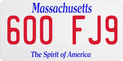 MA license plate 600FJ9