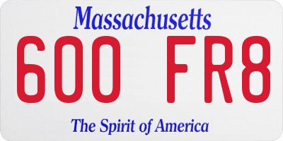 MA license plate 600FR8