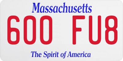 MA license plate 600FU8