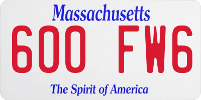 MA license plate 600FW6