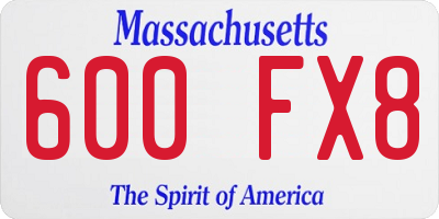 MA license plate 600FX8