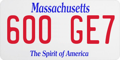 MA license plate 600GE7