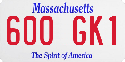 MA license plate 600GK1