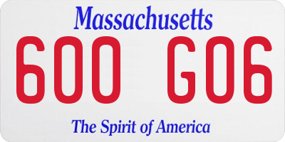 MA license plate 600GO6