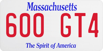 MA license plate 600GT4