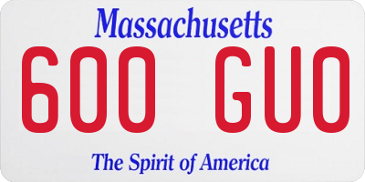 MA license plate 600GU0