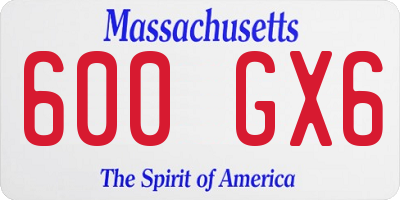 MA license plate 600GX6