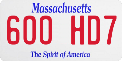 MA license plate 600HD7