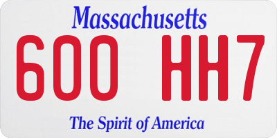 MA license plate 600HH7