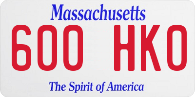MA license plate 600HK0