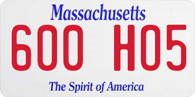 MA license plate 600HO5