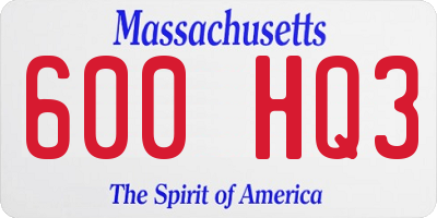 MA license plate 600HQ3
