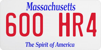 MA license plate 600HR4