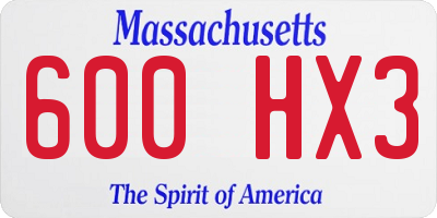 MA license plate 600HX3