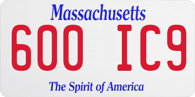 MA license plate 600IC9
