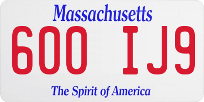 MA license plate 600IJ9
