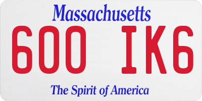MA license plate 600IK6