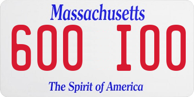 MA license plate 600IO0